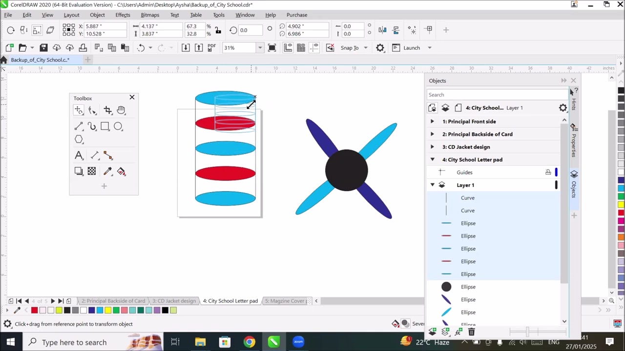 Learn CorelDraw Lesson-Four | Pick, Freehand pick | Polygon, Star, Spiral, Ellipse tool | Smart Fill
