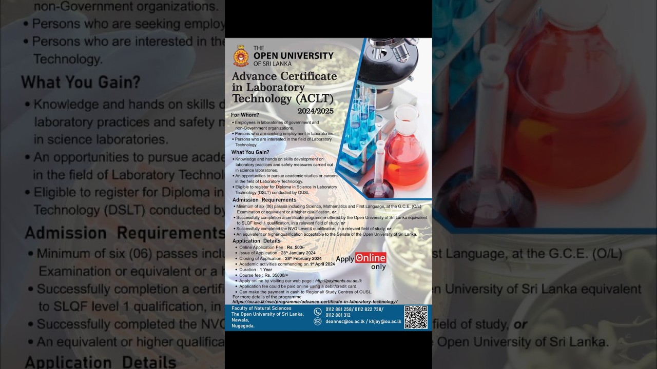 Advance certificate in Laboratory Technology 