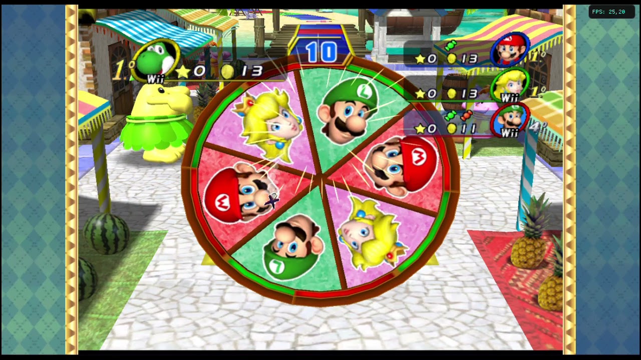 Mario Party 8 de Nintendo Wii con el emulador Dolphin. Gameplay modo Carpa Fiesta (Parte 1)