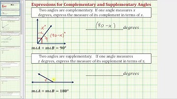 Ex Write an Expressions for Complementary Angles and Supplementary Angles Basic