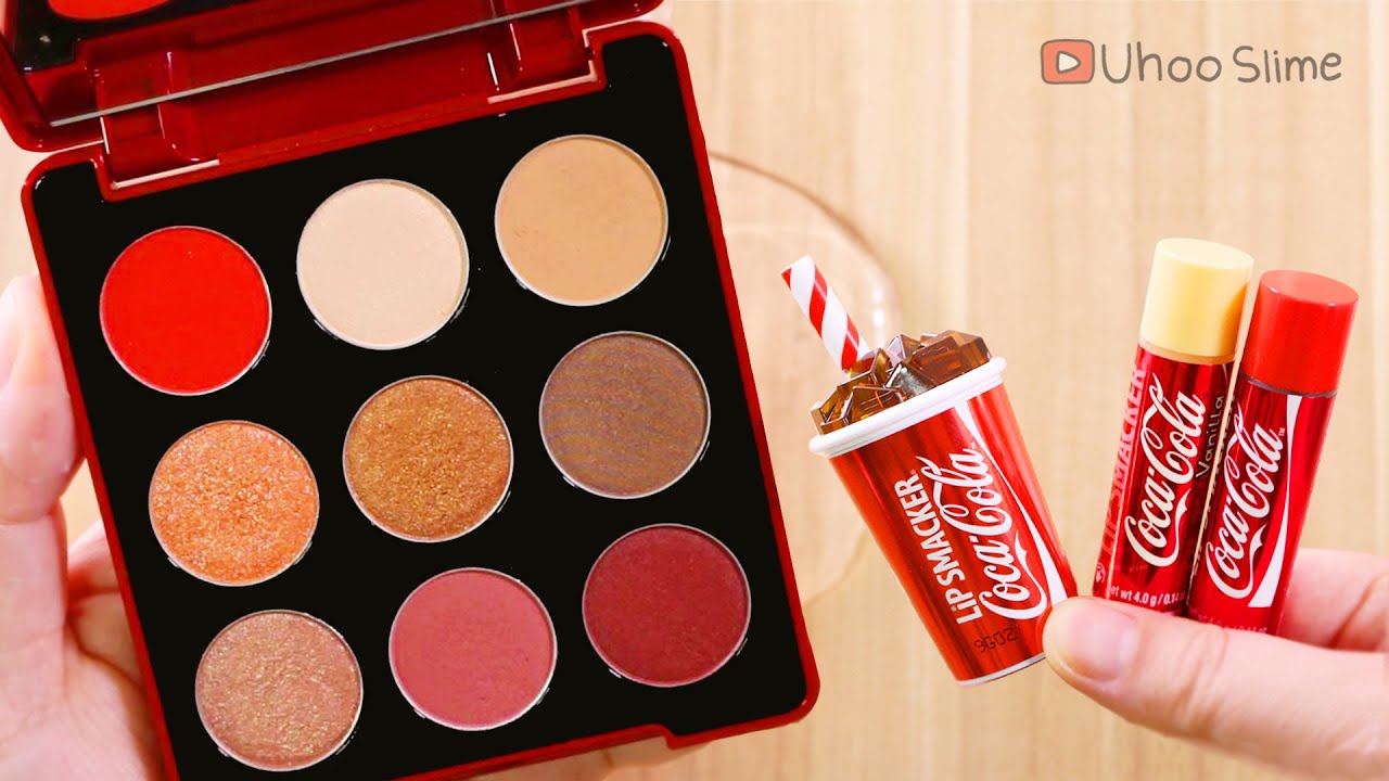 Slime Coloring with Makeup! Coca Cola Makeup Mixing! Lipstick into Slime Satisfying Slime Video #1