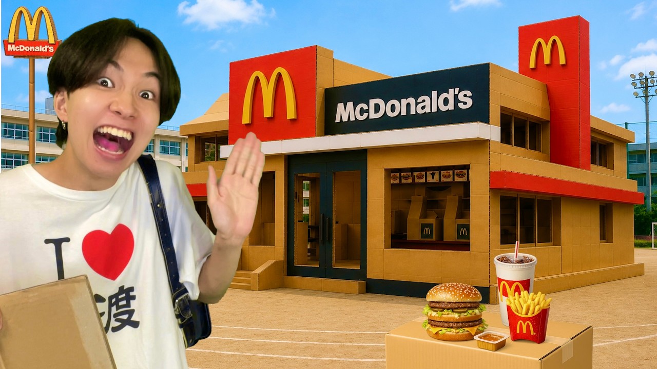 ダンボール100枚で秘密のマクドナルドを作ってみた!