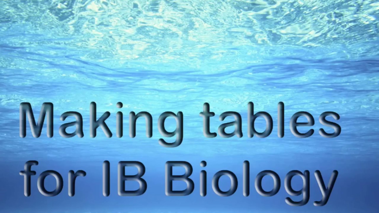 Tables for IB Biology - YouTube