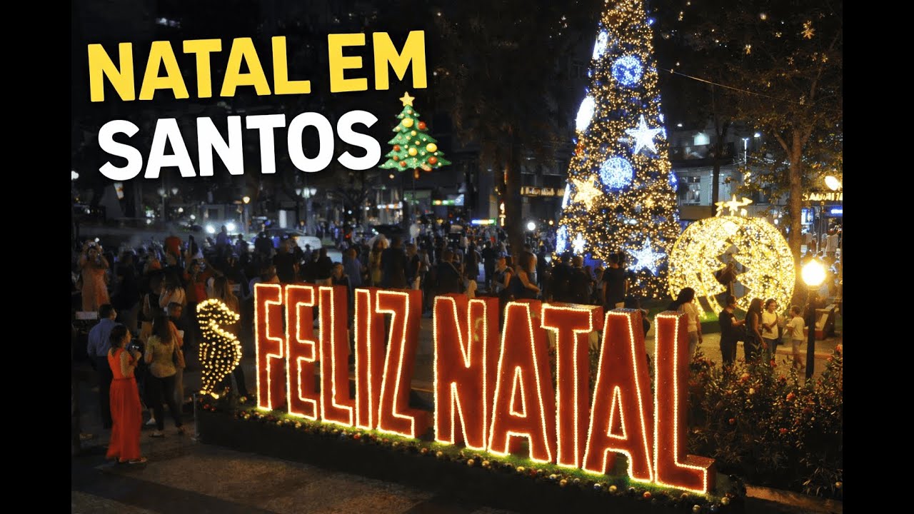 👉 Natal em Santos 🎄 | Passeio Noturno pela Orla da Praia