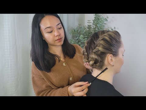 ASMR Perfectionist Twist Braiding & Low Space Buns | Extended Mini Combing, Final Touches