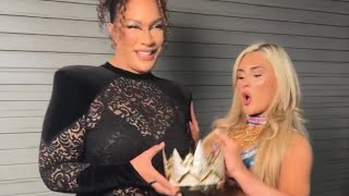 Tiffany Stratton steals Nia jax spotlight and crown backstage on WWE SMACKDOWN 😁😁😁
