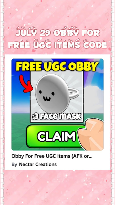 [EXPIRED⚠️] obby for free UGC items Code! 🌈 #robloxcodes #roblox #shorts #robloxfyp #fyp #robloxugc