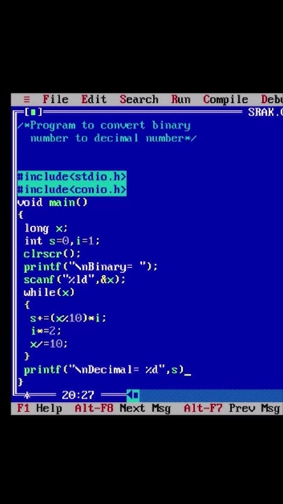 C Program to convert Binary number to Decimal number - YouTube