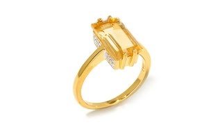 Technibond 2.48ct Rectangle Gemstone DiamondAccented Ring