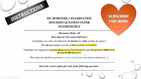 ISC solved mathematics specimen paper (Semester-1)2021-2022