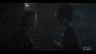 Nancy Drew — 4x05: George and Bess talk while the artifact caught fire.