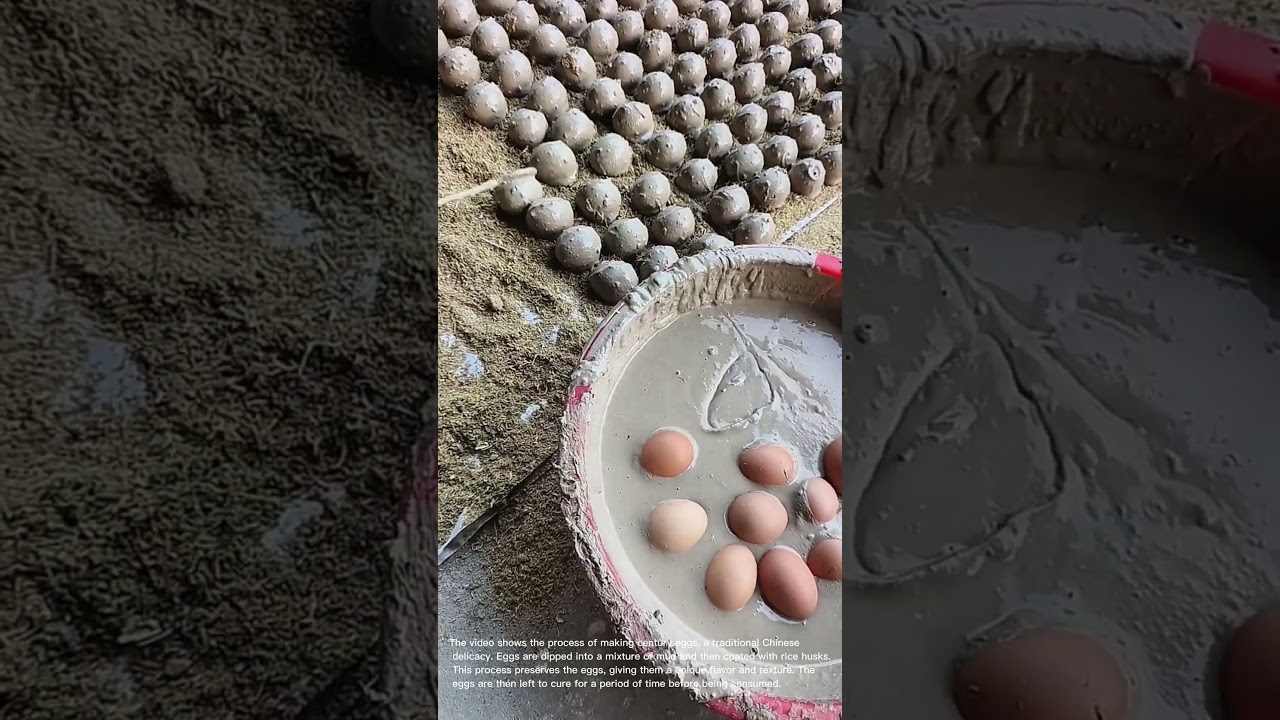 Making Century Eggs: Coating Eggs with Mud and Rice Husks