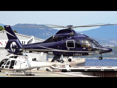 VIP x2 Airbus Helicopters H155 (Eurocopter EC155B1) / take off at Monaco heliport