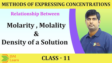 Molarity, Molality & Density of a solution Relationship (Concentration Terms in Solutions)