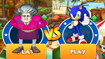 Sonic Dash vs Scary Teacher 3D Run