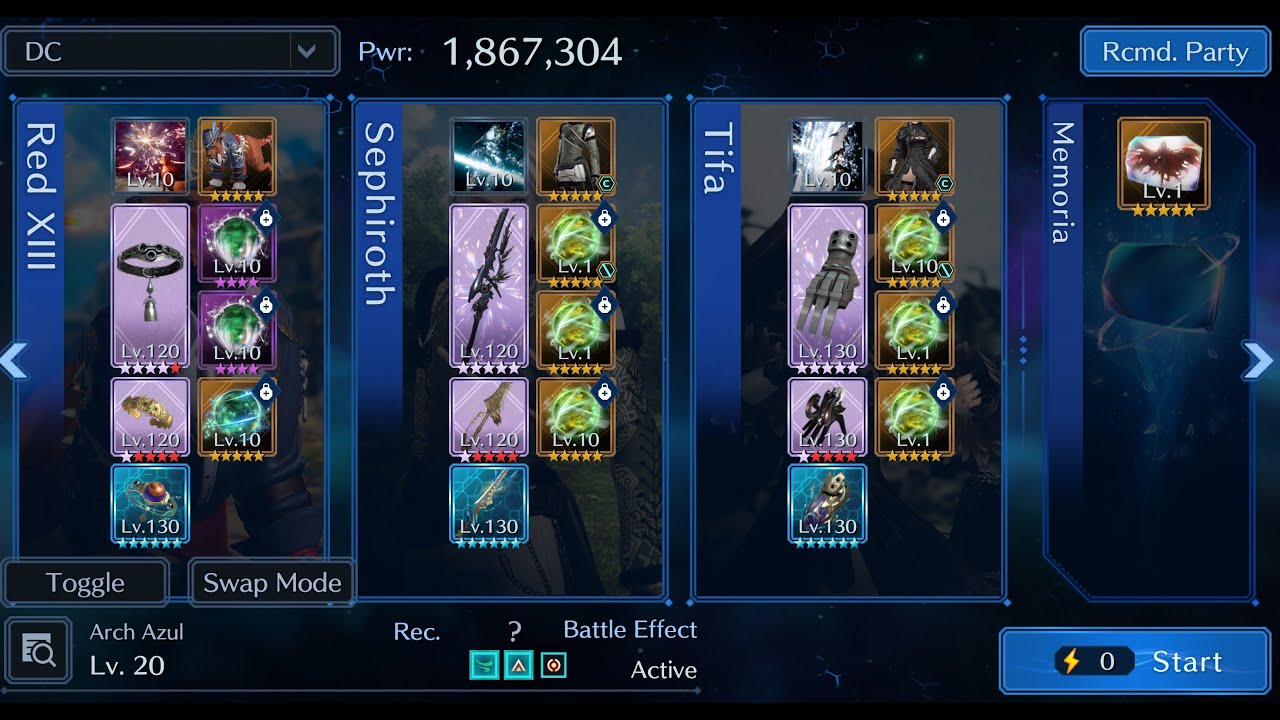 FF7 EC - Arch Azul - Escalation Challenge - Lv. 20