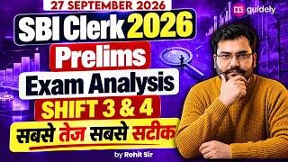 SBI Clerk 2026 Prelims Exam Analysis | 27 September Shift 3 & 4 | Good Attempts & Safe Score