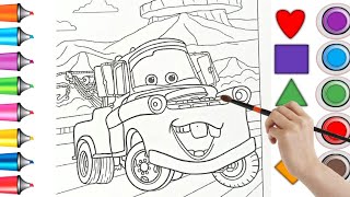 How to Draw Tow Mater, Lightning McQueen | Drawing and Coloring Mater from Disney #cars #drawing