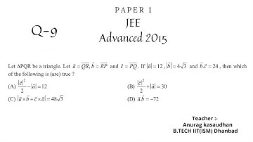 JEE Advanced 2015 Math Paper 1 (Q 9) solution | IIT JEE Maths | #jeeadvanced2015 #projecteducation