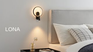 Lampada Da Parete Nera Per Testiera Letto - LED Integrato 10W, Luce Calda 3000K, 30 Cm, IP20, Marchio KosiLum