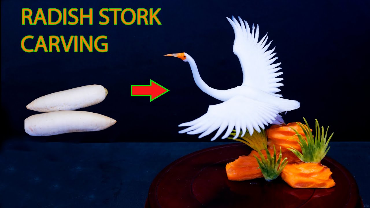 How To Make Radish Stork Carving | Animal Vegetable Carving Art
