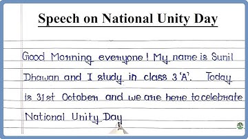 Speech on National Unity Day in English | National Unity Day Speech | Speech National Unity Day