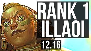 ILLAOI vs AKSHAN (TOP) | Rank 1 Illaoi, 1300  games, 1.5M mastery, 3/1/2 | KR Grandmaster | 12.16