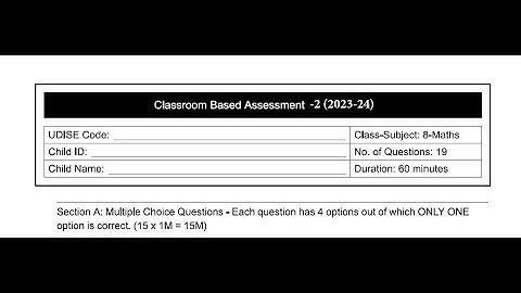 Ap 8th Class Fa-3  Maths 🥳Question Paper (2023-24) | 8th Class fa3 ( CBA_2) Maths   Paper 2024