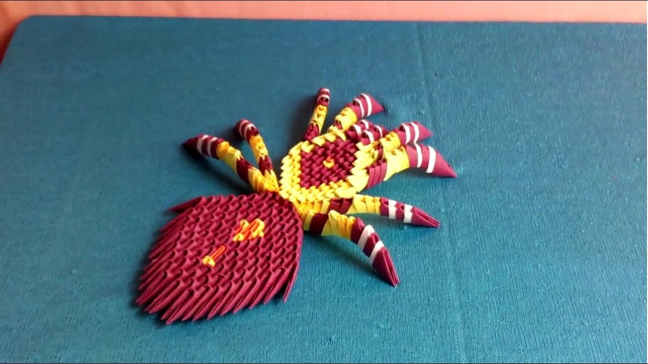 Origami 3d spider tutorial - how to make spider origami - Làm con nhện ...