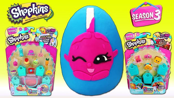 SHOPKINS SEASON 3 GIANT PLAY DOH SURPRISE EGG SHOPKINS SEASON 3 12 PACK AND 5 PACK OPENING