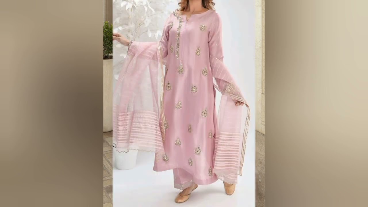 Stylish suit designing ideas2025//suit design for weddings//plain silk suit lace design