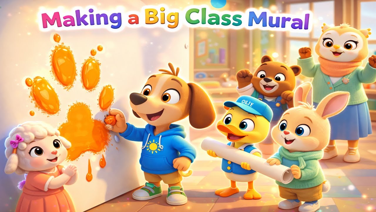 🎨 Making a Big Class Mural! Fun Teamwork Art for Kids 🌈