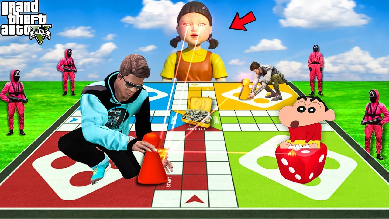 Franklin & Shinchan Playing Ludo With Squid Game Doll | Squid Game In GTA 5