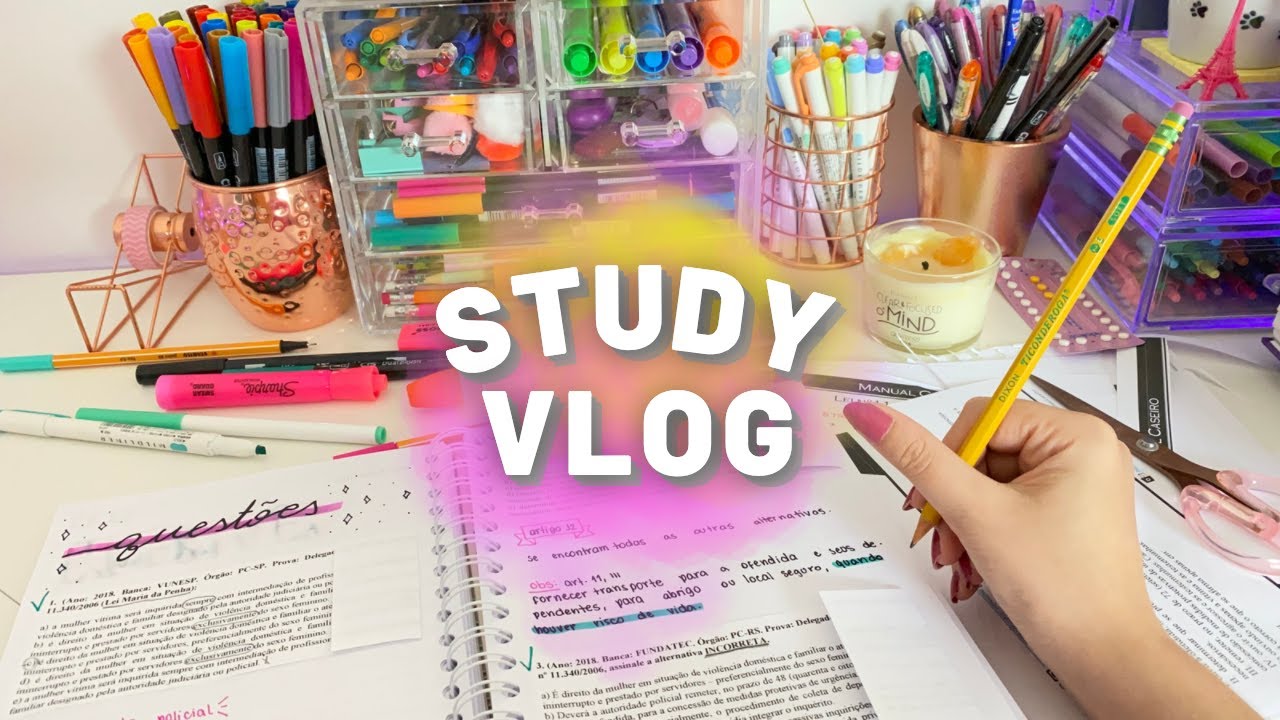 3 horas de estudos comigo: Study Vlog 🎒📕 provas chegando, resumos, caderno bonito e organizado