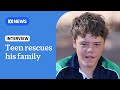 13yo boy recounts heroic 4km swim to save his family stranded at sea | ABC NEWS