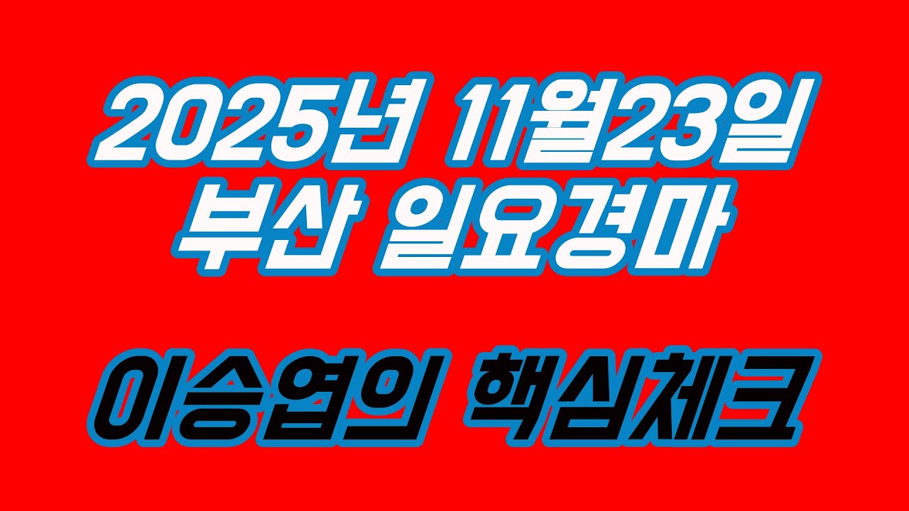 2025년11월23일 일요경마 (이승엽의 핵심체크)