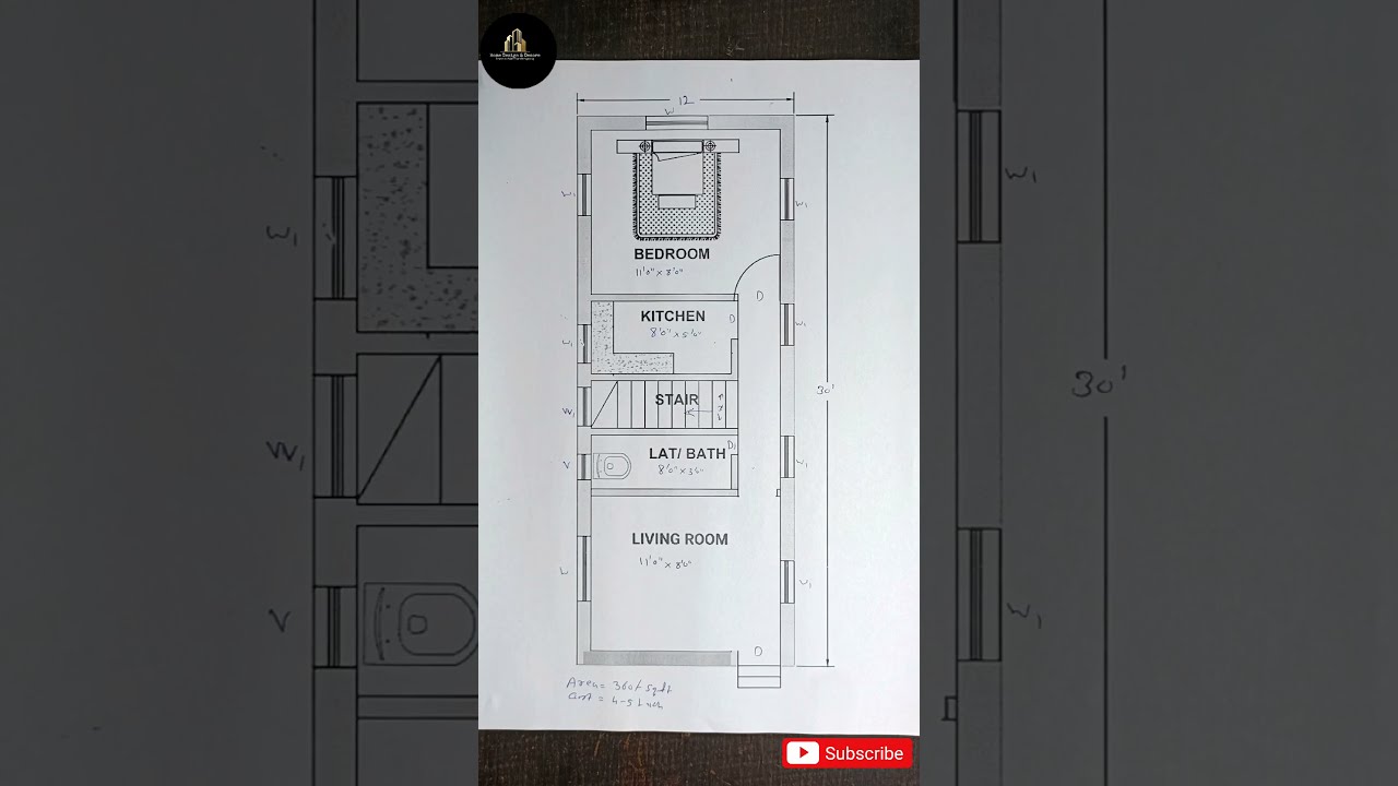 12x30 Small House Plan IICost - 4 Lakhs||12x30 Ghar Ka Naksha II 1BHK II 360 Sqft House Plan #shorts - youtube