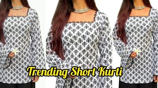 Trendy 🔥 Short Kurti Cutting &Stitching/ Short kurti cutting/ Summer Short kurti