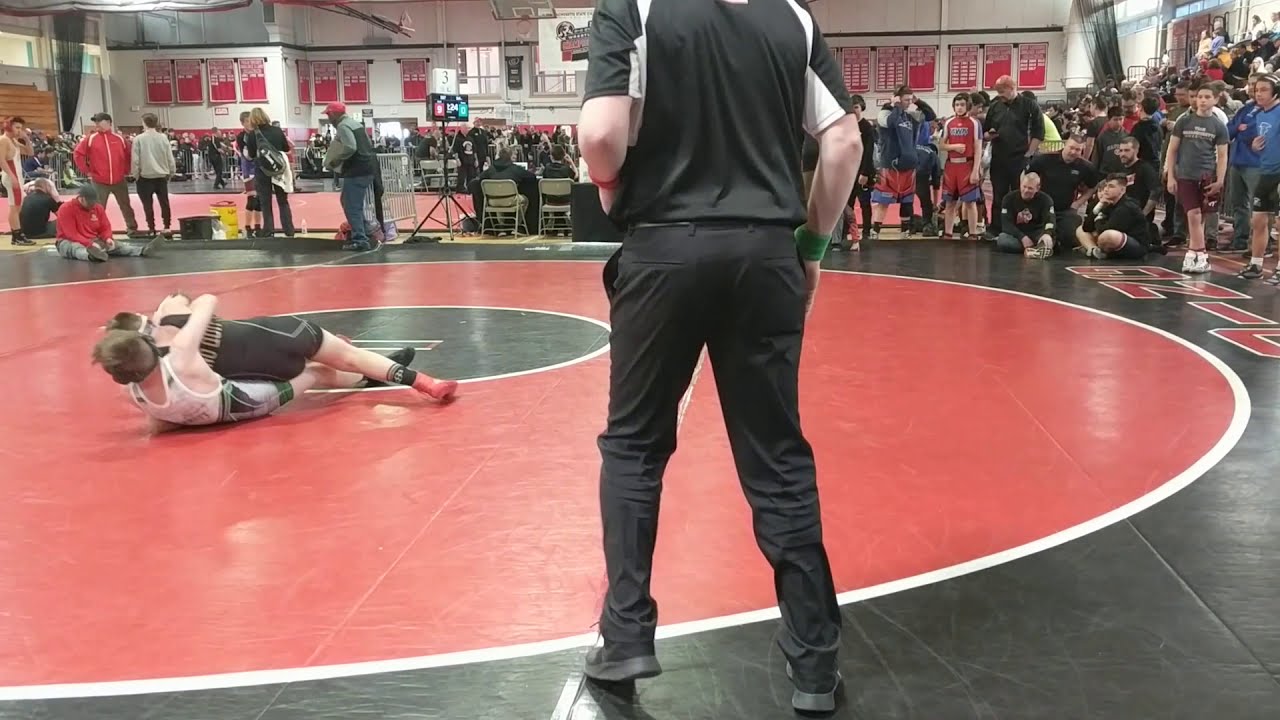 Corbin's first match, Lost by Decision, at the 2020 MA Youth Wrestling