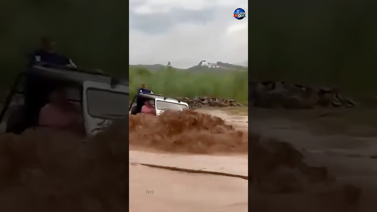 Chandigarh: Jeep swept away by attempting to drive through floodwaters in Jayanti Devi river |Rescue