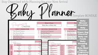 Baby Planner Template Bundle Google Sheets Pregnancy Planner Newborn Essentials List New Mom