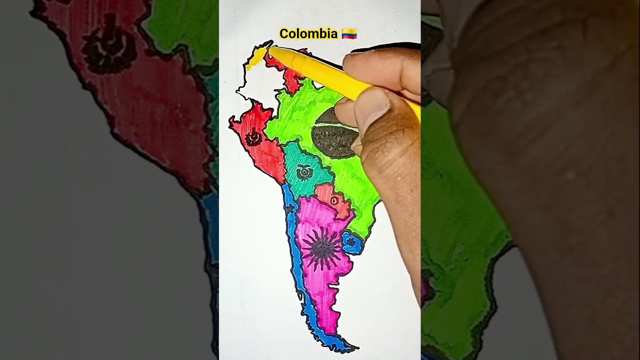 Нарисуйте карту Колумбии 🇨🇴 