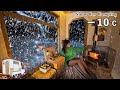 ［−10℃］危険レベルの暴雪の中、車内の薪ストーブで暖をとり雪景色を楽しむ軽トラ車中泊/snow car camping