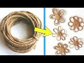 How To Make Jute Flower | DIY Rope Flower | Jute Rope Craft Ideas, How To Make Flower With Jute Rope