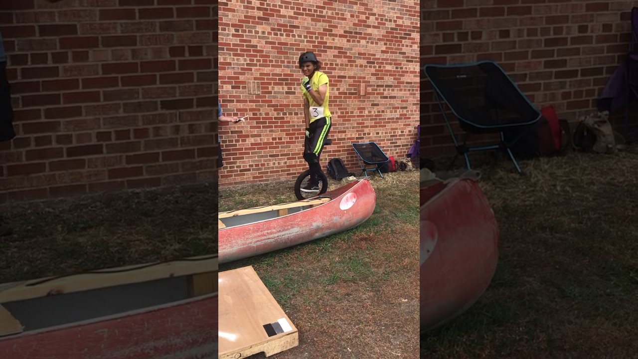 Epic canoe unicycle tricks