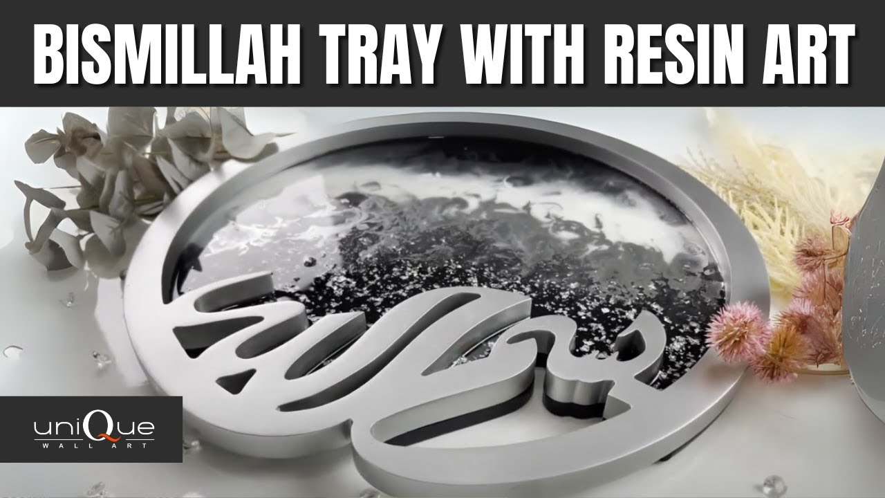 New Bismillah Tray with Resin Art by Unique Wall Art 