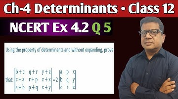 Using the property of determinants and without expanding prove that b+c, c+a, a+b q+r, r+p, p+q