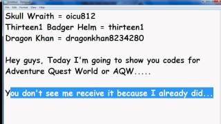 Famous Adventure Quest Worlds Item Codes Profile