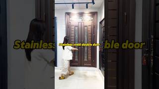 Introducing a luxurious stainless steel double-leaf door. #doors #securitydoor #entrydoor #steeldoor