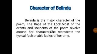|| Character of Belinda || Learn in English || AR ENGLISH LAB ||
